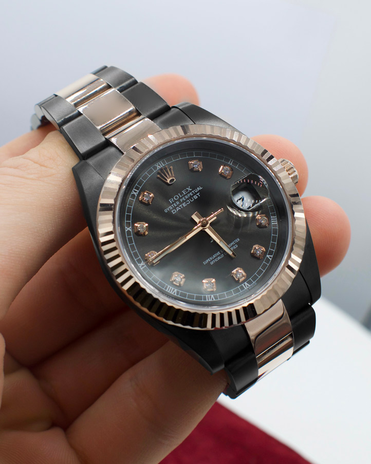 Black and rose gold rolex sale
