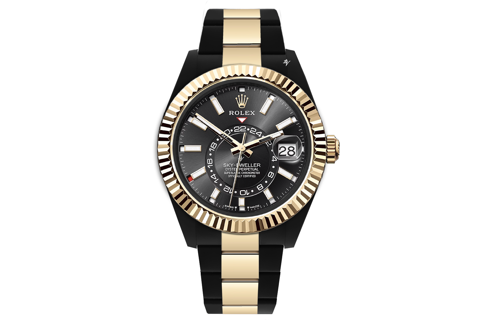 Rolex sky dweller black leather strap online