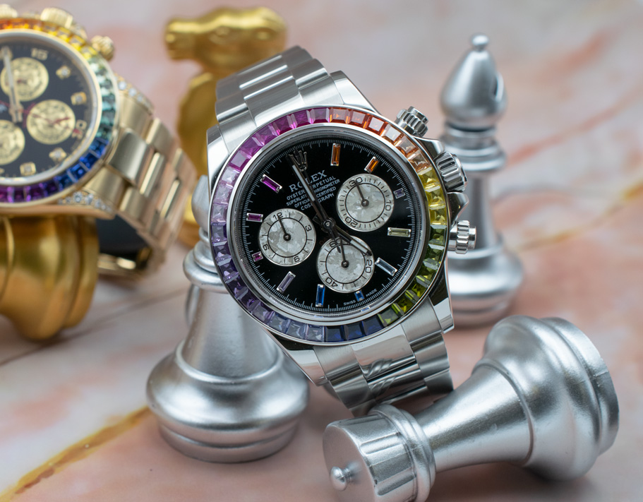 Rolex rainbow silver shop
