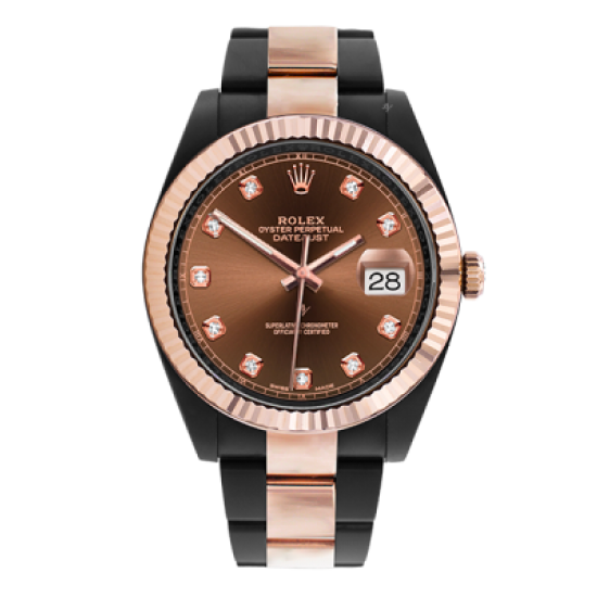 Rolex Datejust II Steel Rose Gold - Chocolate Diamonds - Limited Edition /35 Black Venom Dlc - Pvd