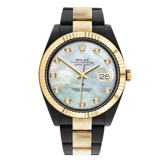 Rolex Datejust II Steel Gold - Mother of pearl Diamonds - Limited Edition /35 Black Venom Dlc - Pvd