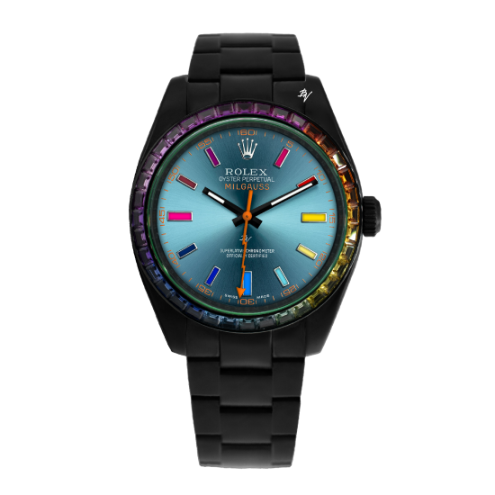 Rolex Milgauss  Rainbow - Limited Edition /5 Black Venom Dlc - Pvd *