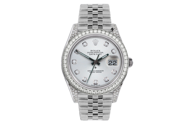 Rolex Datejust 36mm With Custom Silver Diamonds Dial 