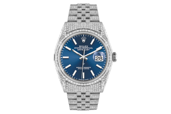Rolex Datejust 36mm With Custom Deep Blue Dial, Full Diamonds
