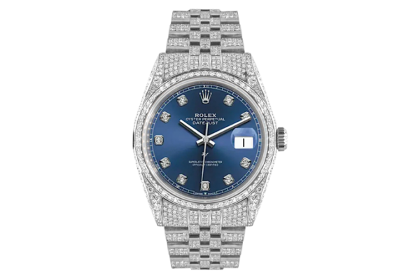 Rolex Datejust 36mm With Custom Blue Dial, Full Diamonds
