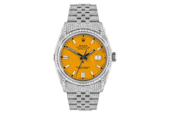 Rolex Datejust 36mm With Custom Yellow Dial, Full Diamonds