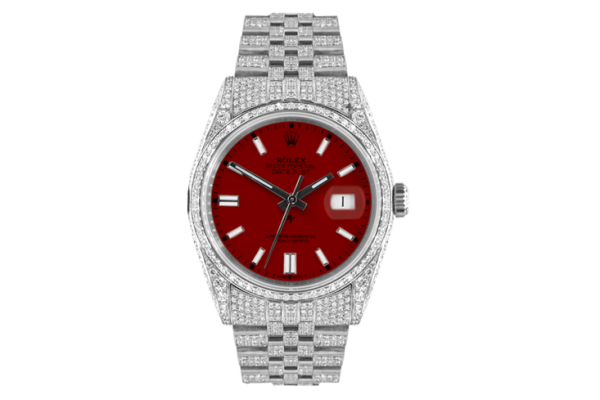 Rolex Datejust 36mm With Custom Bordeaux Dial, Full Diamonds