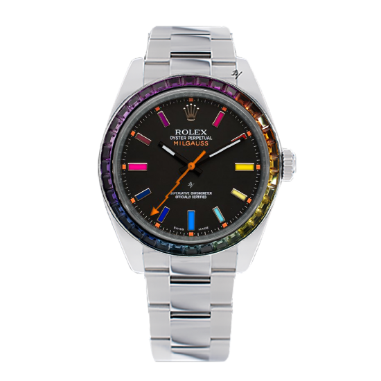 Rolex Milgauss  Rainbow steel - Limited edition - Black Venom custom