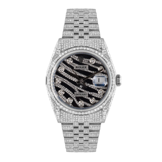 Rolex Rolex Datejust 36mm Custom With Zebra Diamond Dial - Full Diamonds |  Black Venom Luxury Rebel