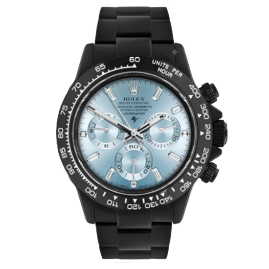 Rolex Cosmograph Daytona Full Blue Ice & Baguette  - Limited edition /10  Black Venom Dlc - Pvd