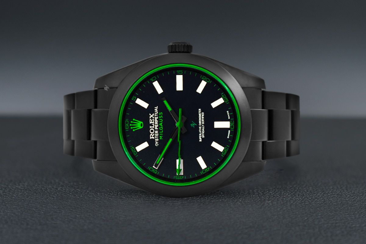 rolex milgauss black green